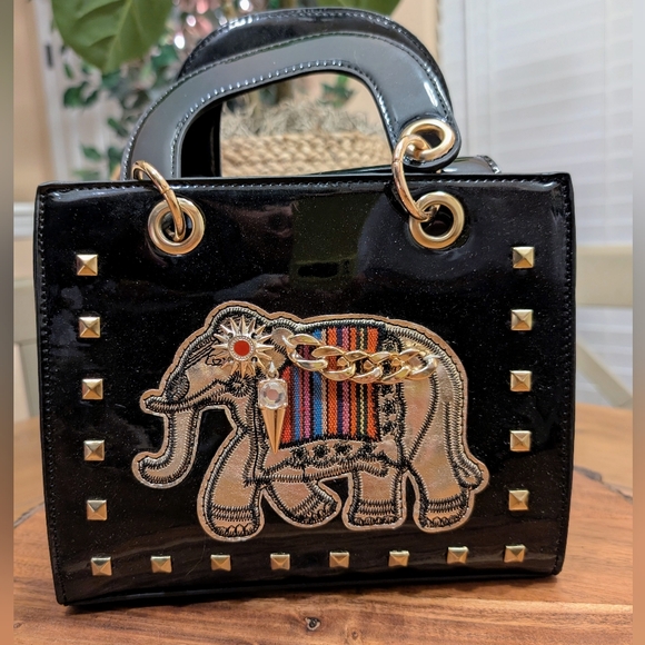 NWOT Faux Patent Leather Elephant Handbag - Picture 7 of 7